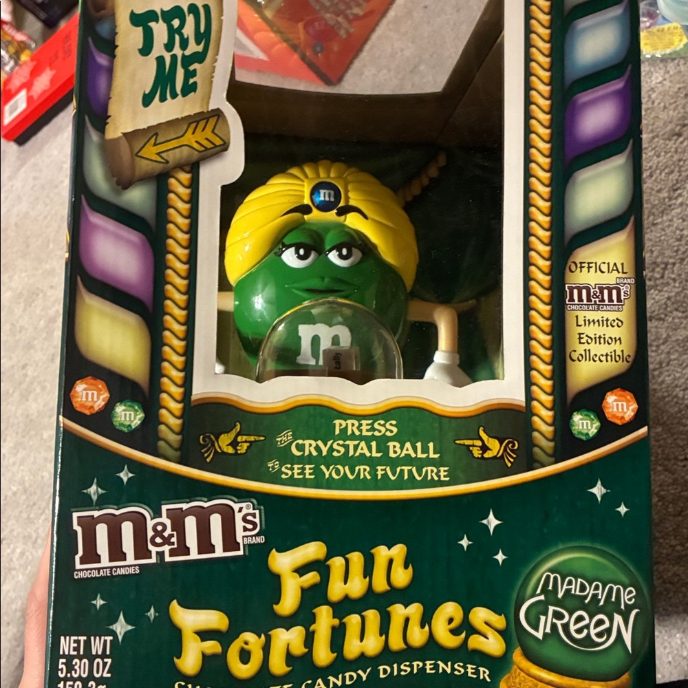 M&M “fortune teller” candy dispenser